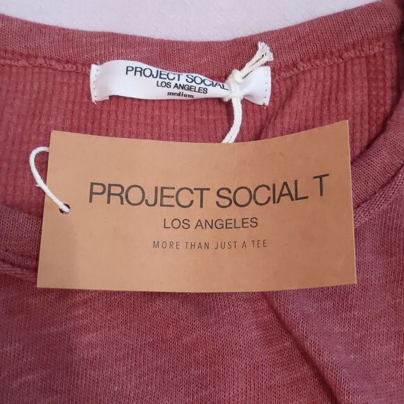 PROJECT SOCIAL Cotton Knit Long Sleeve Tee Shirt Lightweight NWT - Picture 7 of 10